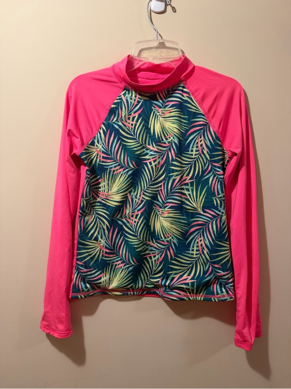 Lands End Girls Pink Long Sleeve Rash Guard Size 10-12